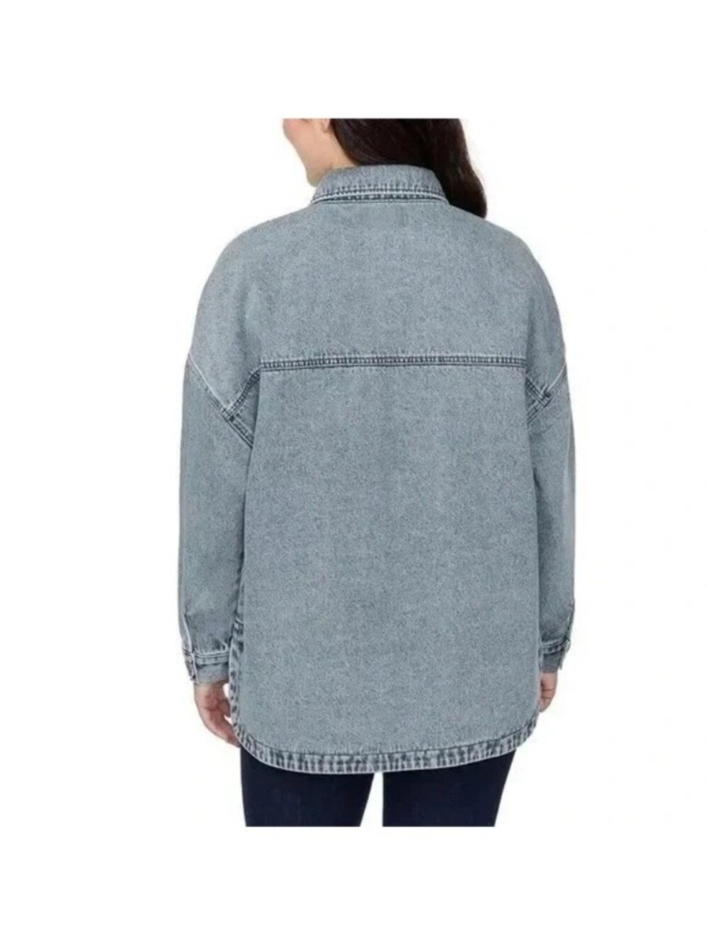 NWT Hudson Women's XXL Oversized Denim Button-Up Shirt Jacket B1432 - Picture 2 of 11